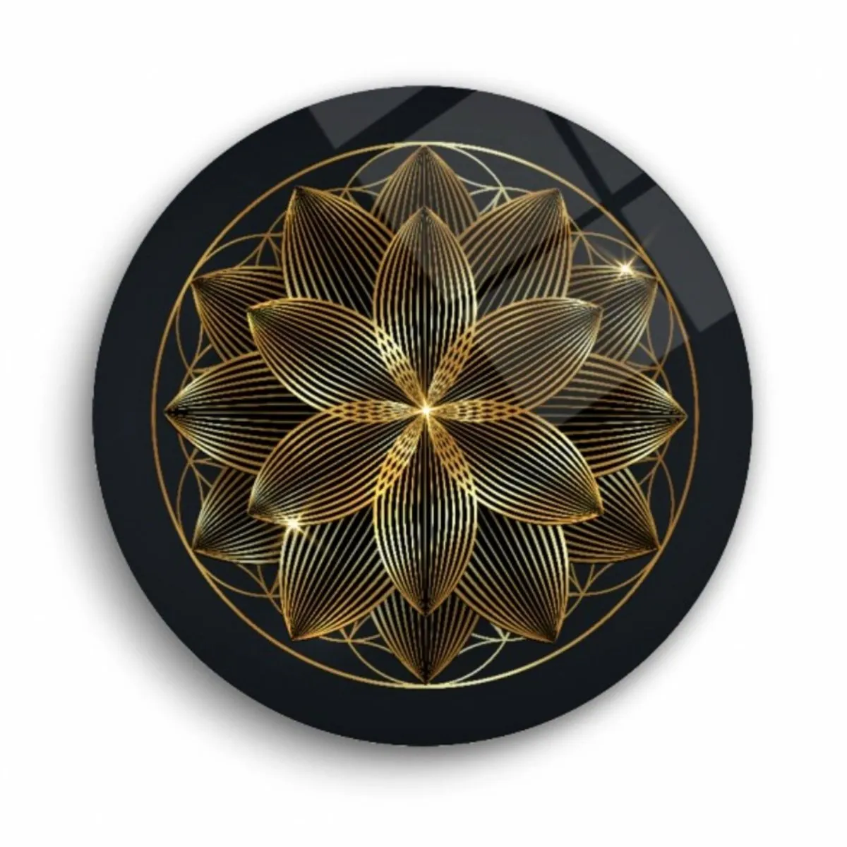 Flower of Life Rounded Glass Wall Art