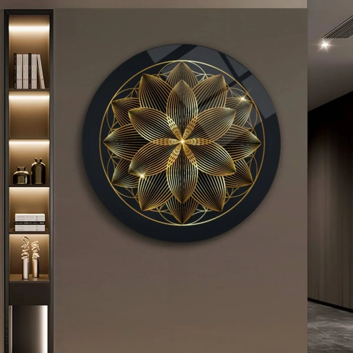 Flower of Life Rounded Glass Wall Art