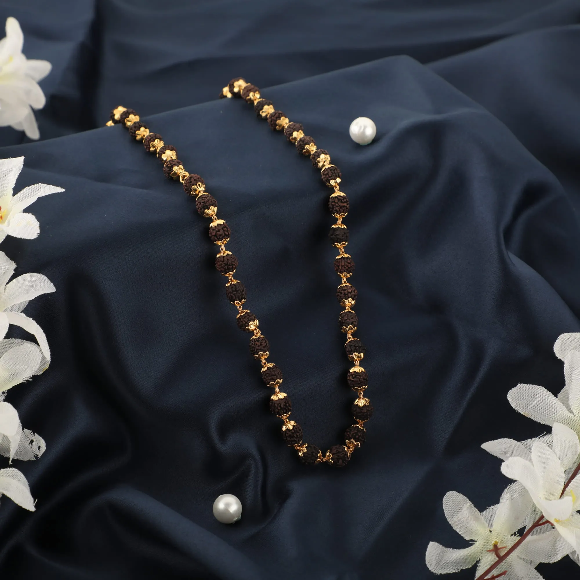 Freemen 22k gold plated rudraksha mala for men