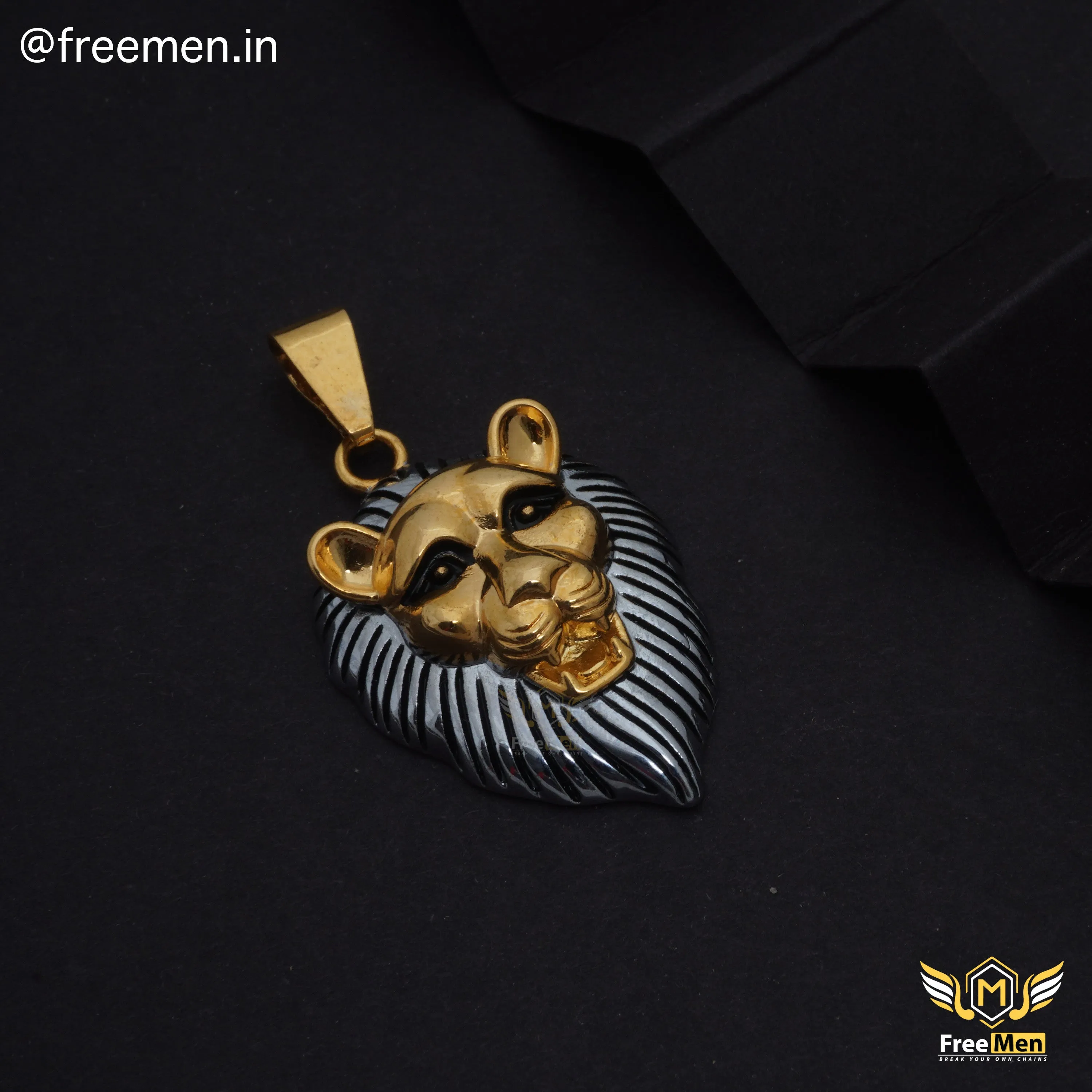 Freemen Gold with Rhodium Lion Pendant for Man - FM155