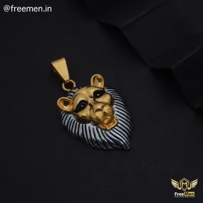 Freemen Gold with Rhodium Lion Pendant for Man - FM155
