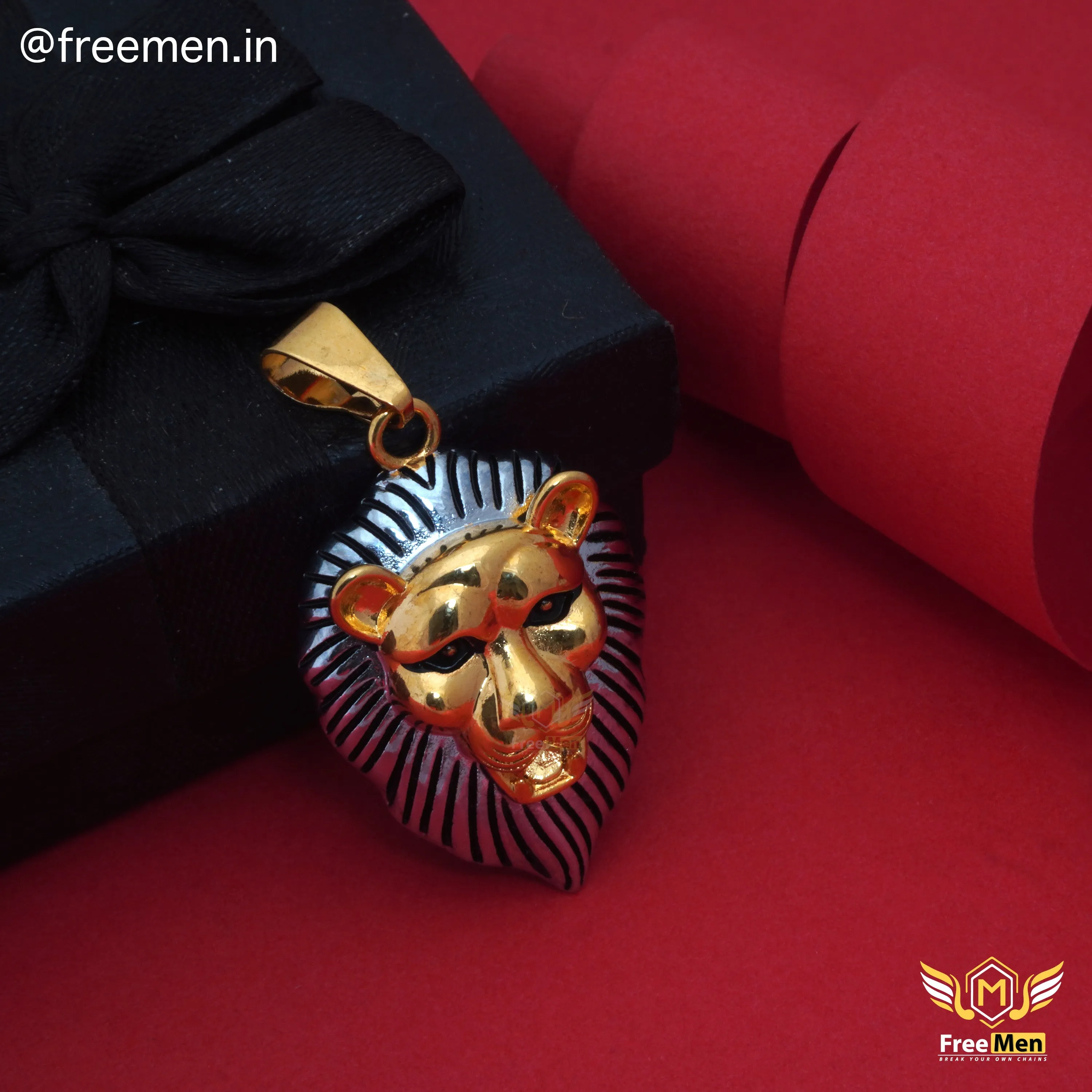 Freemen Gold with Rhodium Lion Pendant for Man - FM155