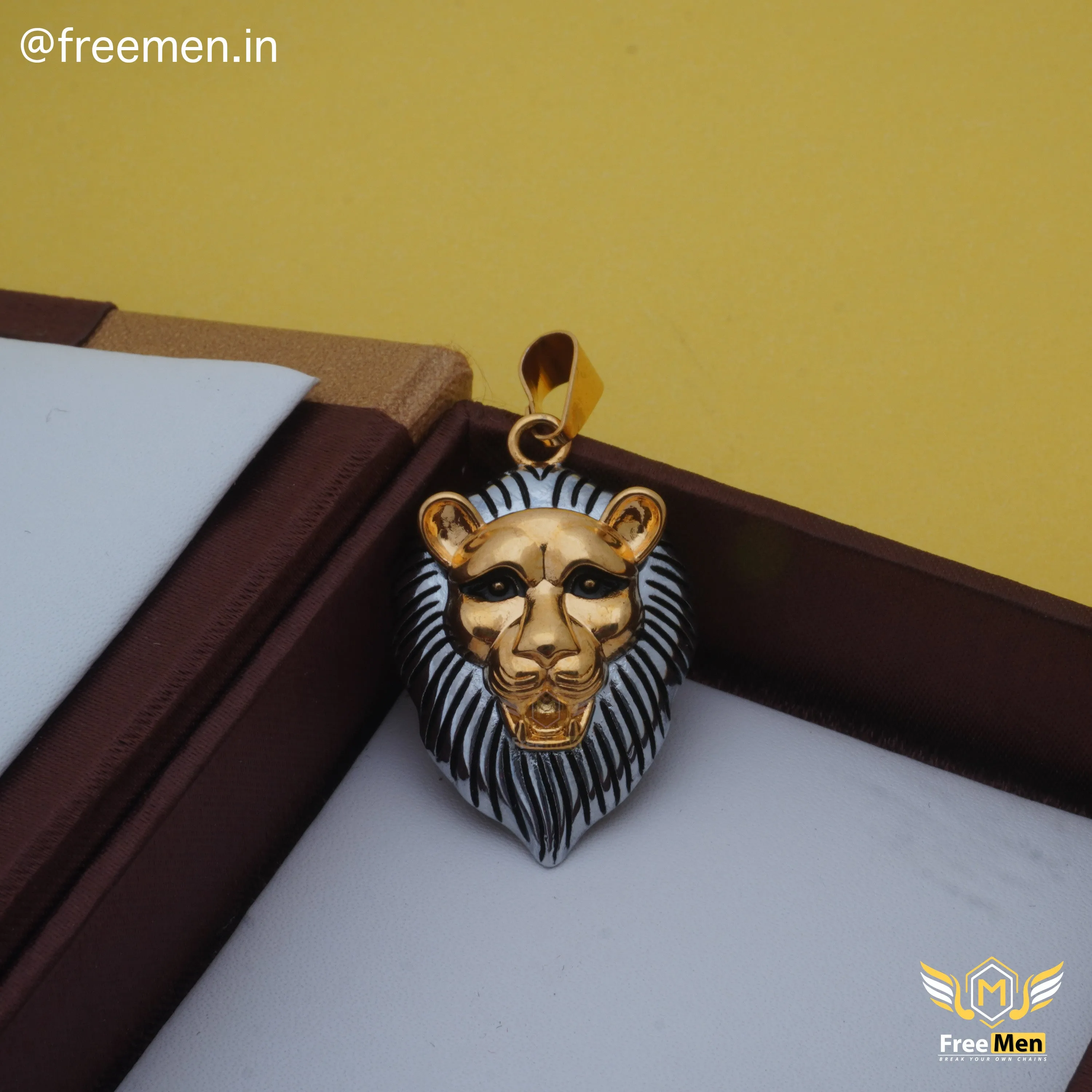Freemen Gold with Rhodium Lion Pendant for Man - FM155