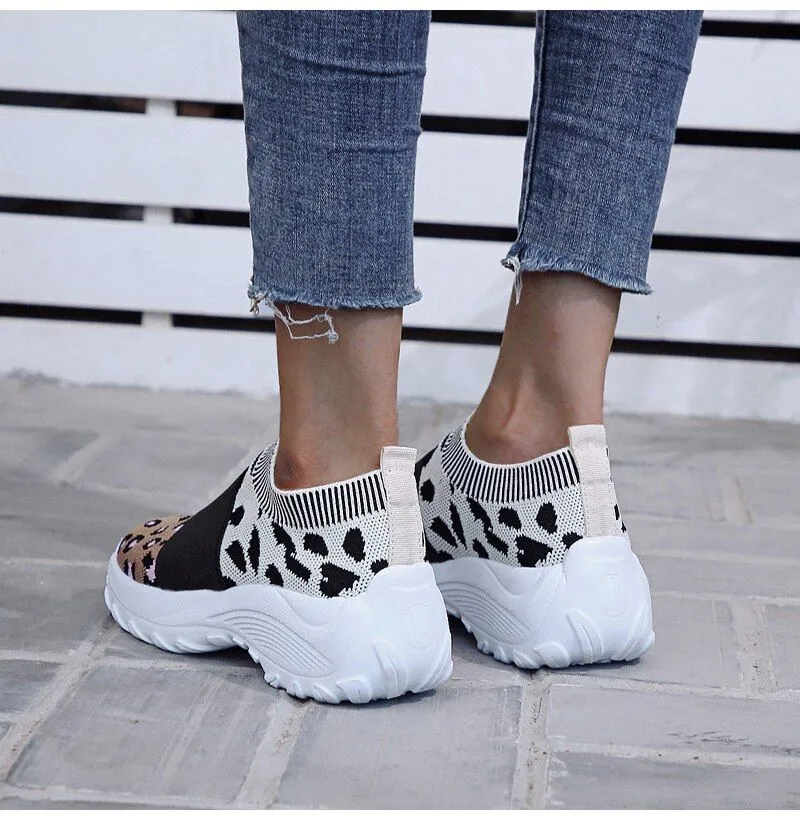 Groovywish Women's Leopard Orthopedic Slip-on Mesh Shoes