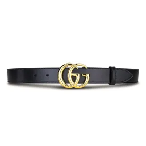 GUCCI GG MARMONT LEATHER BELT WITH SHINY BUCKLE