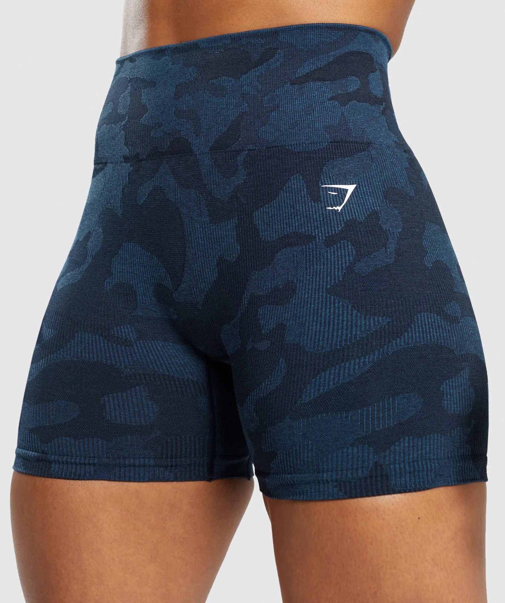 Gymshark Adapt Camo Seamless Ribbed Shorts - Midnight Blue/Ash Blue