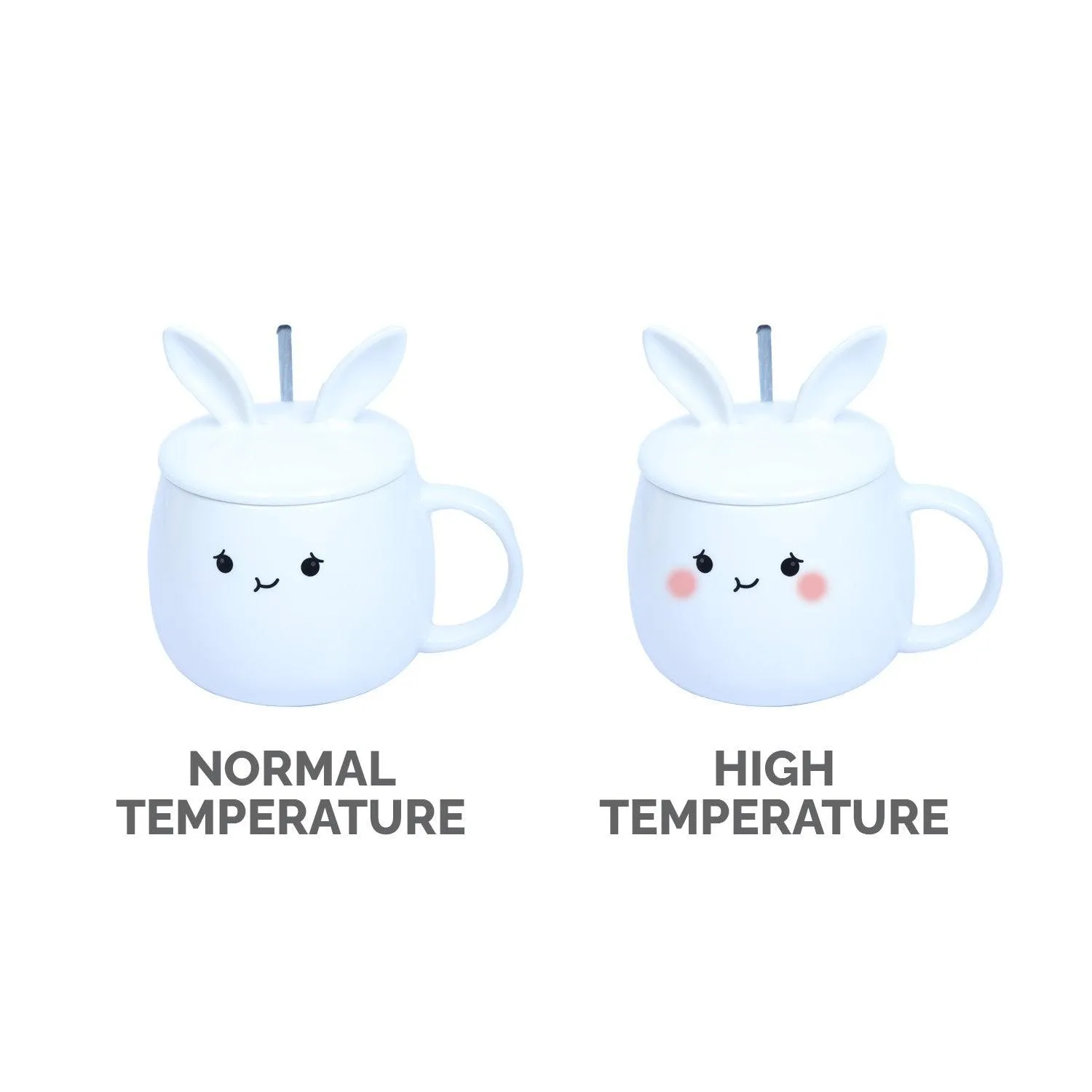 Heat Sensitive Ceramic Mug with Lid & Spoon - 430ML