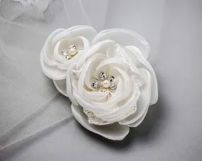 Ivory Organza and Lace Bridal Hair Flower