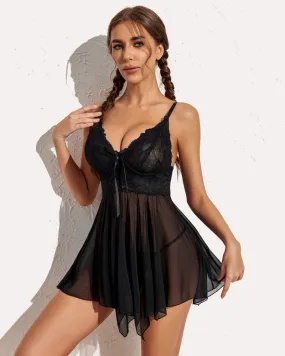 Lace Mesh Nighty Babydolls