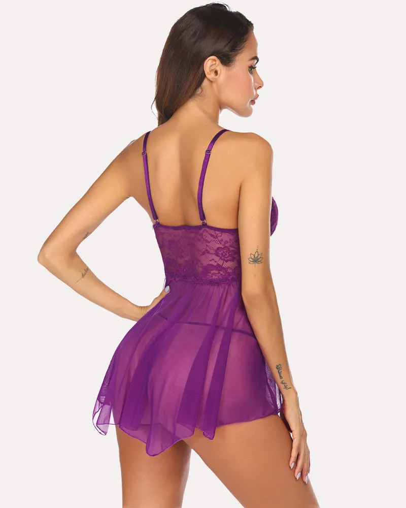 Lace Mesh Nighty Babydolls