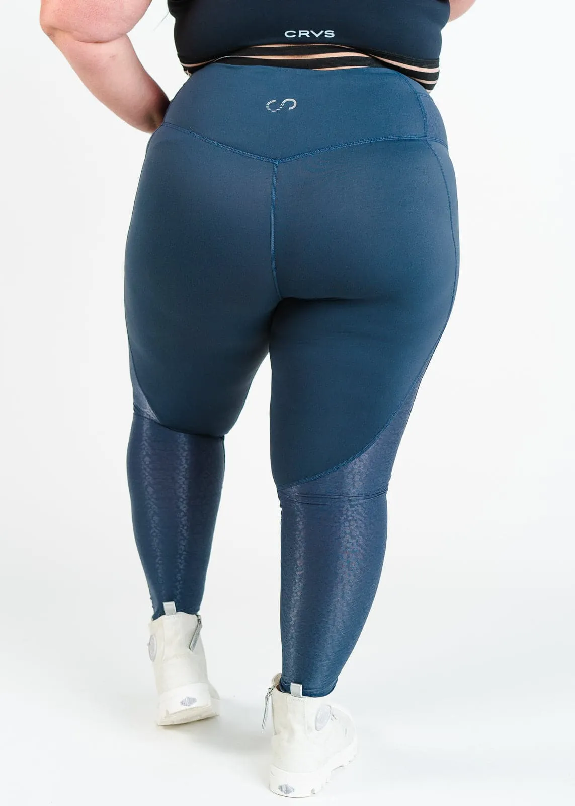 Leggings With Leopard Mesh | Storm Blue
