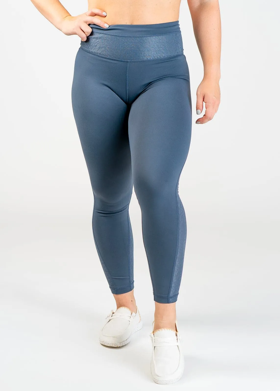Leggings With Leopard Mesh | Storm Blue