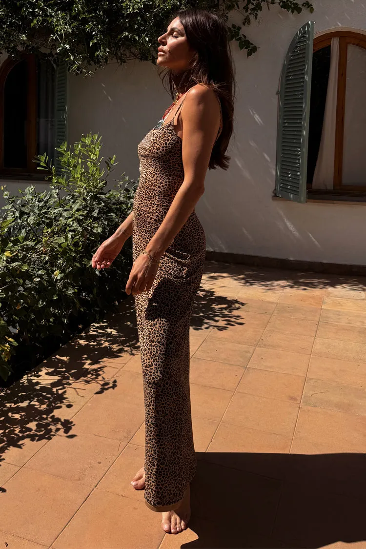 Leopard Mesh Slip Dress Petite