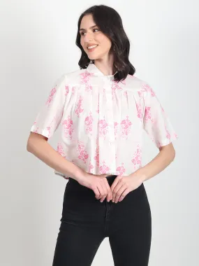 lily pink and white printed Top
