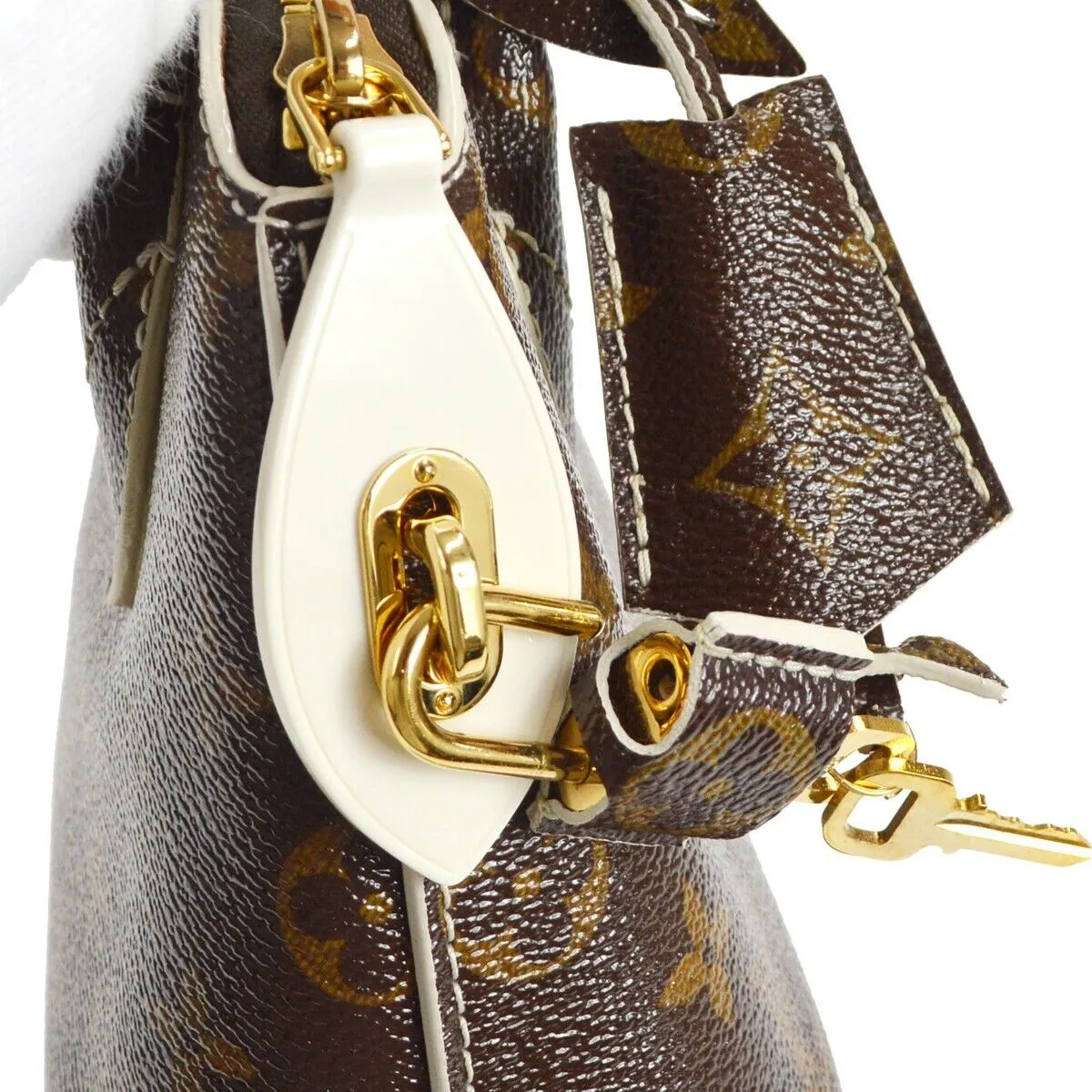 LOUIS VUITTON LOCKIT BB HAND BAG PURSE MONOGRAM SHINY M40599 73591