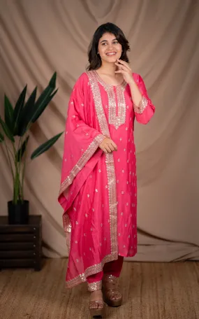 Manjula Pink (Kurti Pant Dupatta)