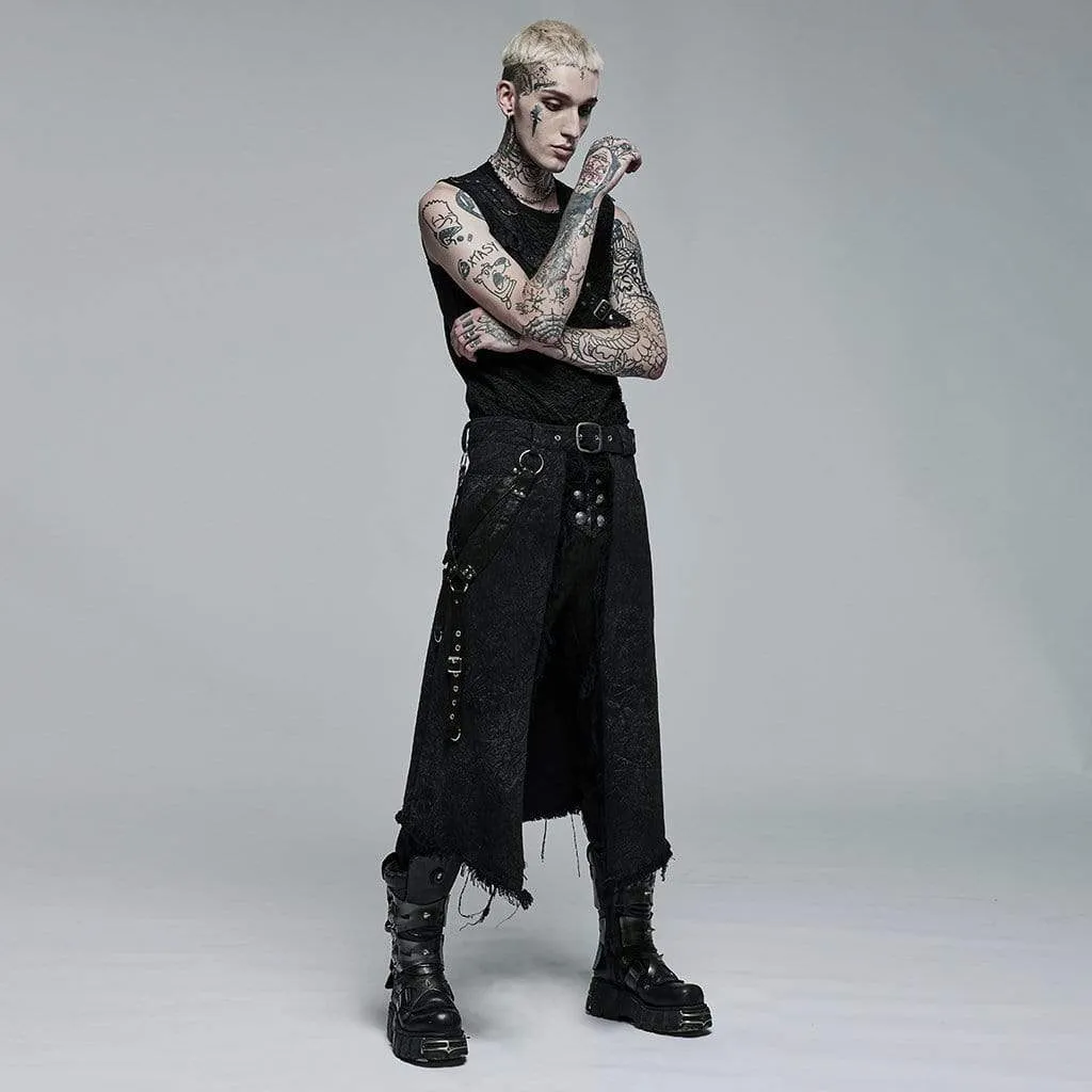 Men's Gothic Unedged Buckle Splice Kilt