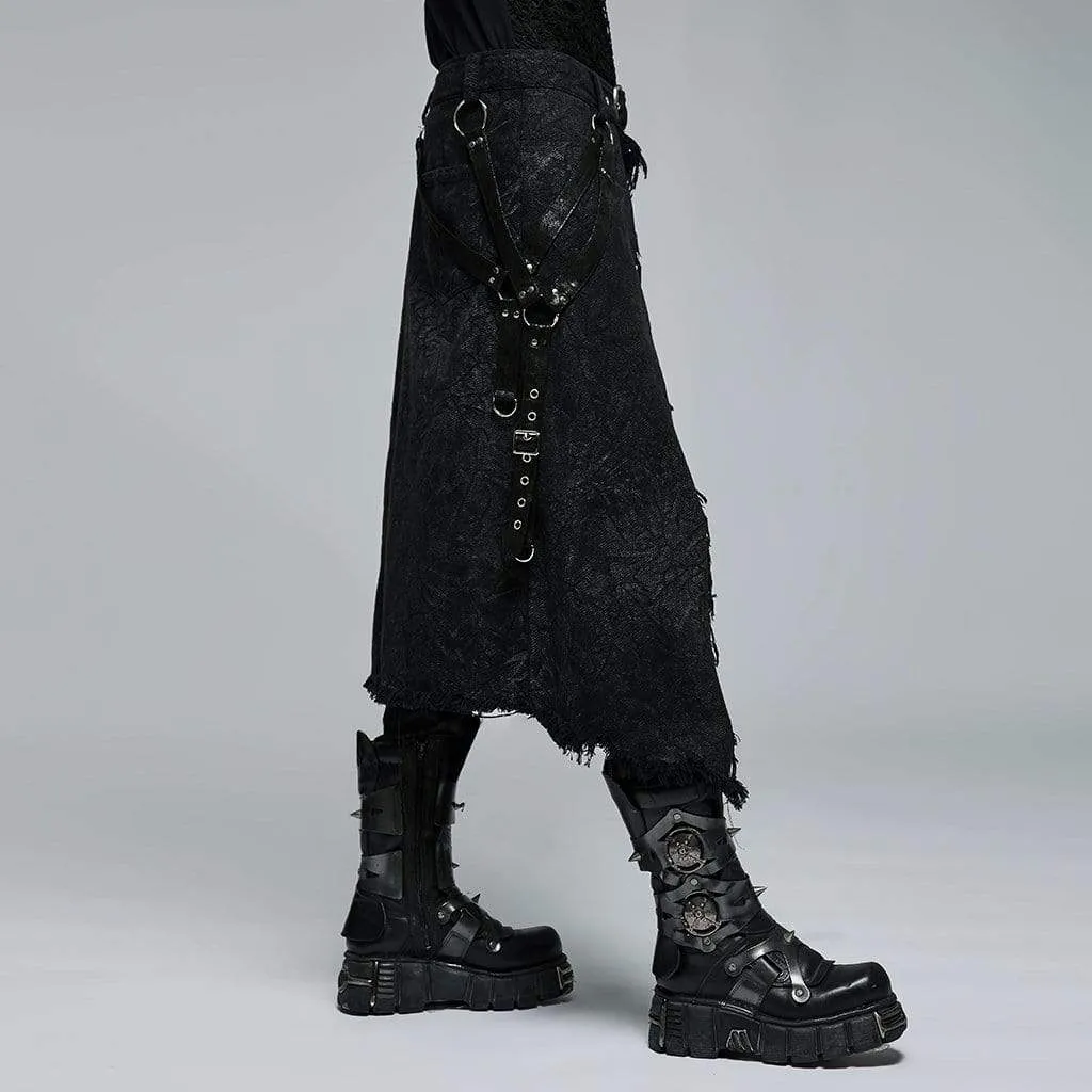 Men's Gothic Unedged Buckle Splice Kilt