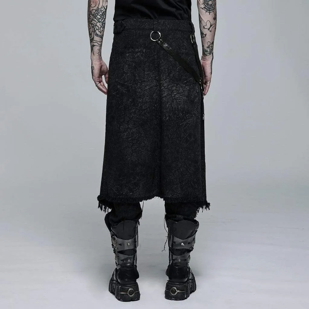Men's Gothic Unedged Buckle Splice Kilt