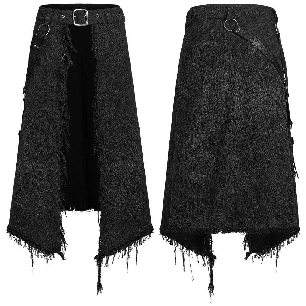 Men's Gothic Unedged Buckle Splice Kilt