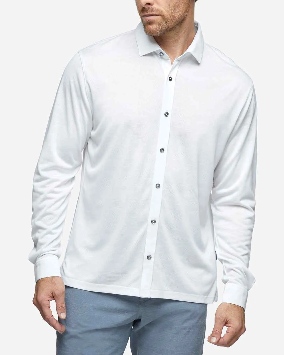 Monaco Long Sleeve Button Down - White