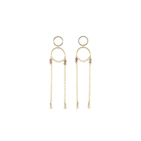 Olakira Double Chain Earrings - GOLD/ROSE GOLD