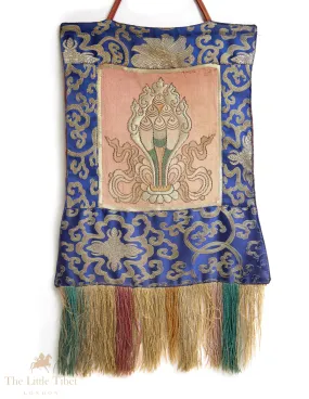 Old Tibetan Buddhist Blue Norbu Precious Jewel Wall Hanging Thangka