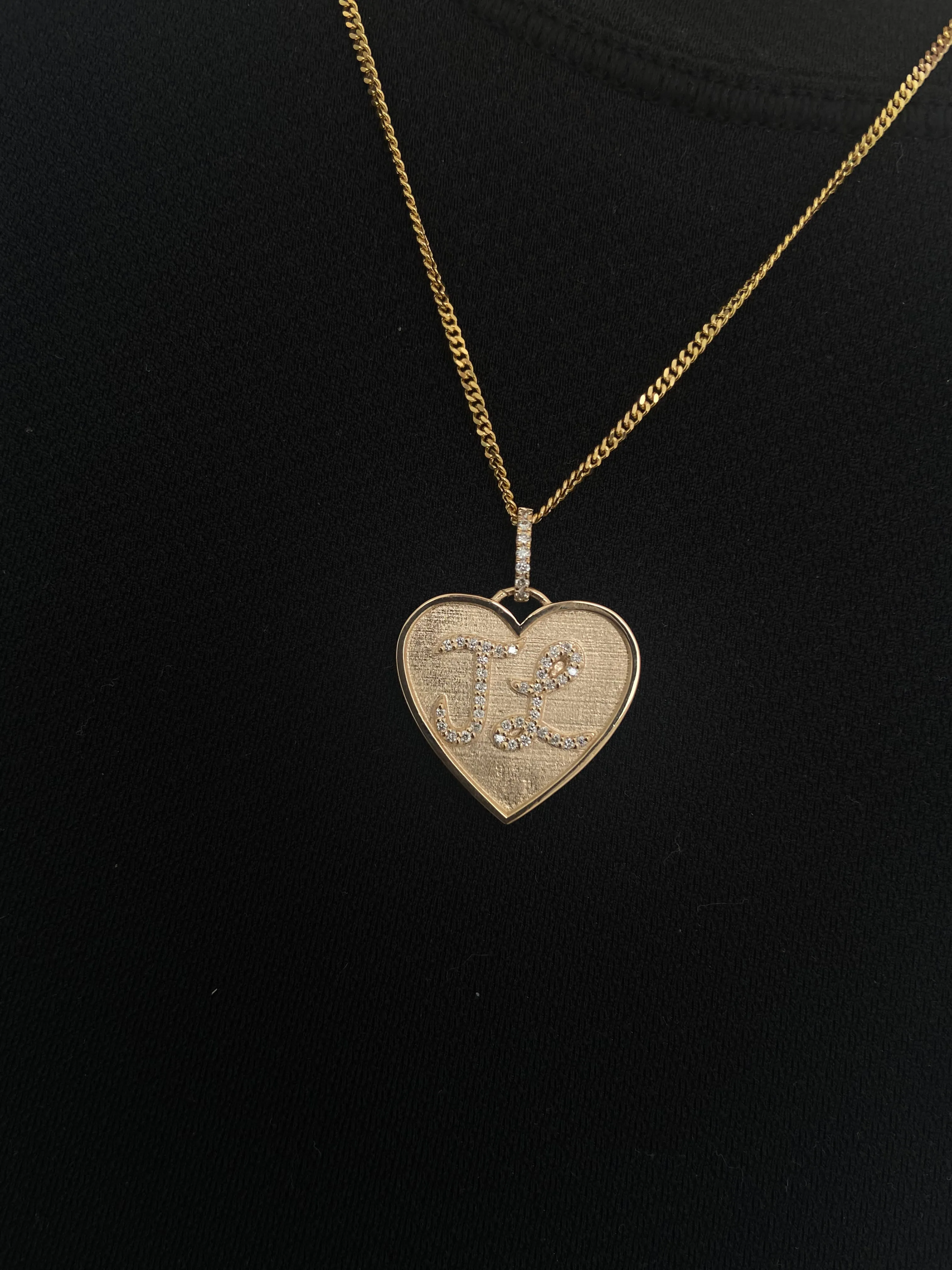 Personalized Diamond Initial and Heart Medallion