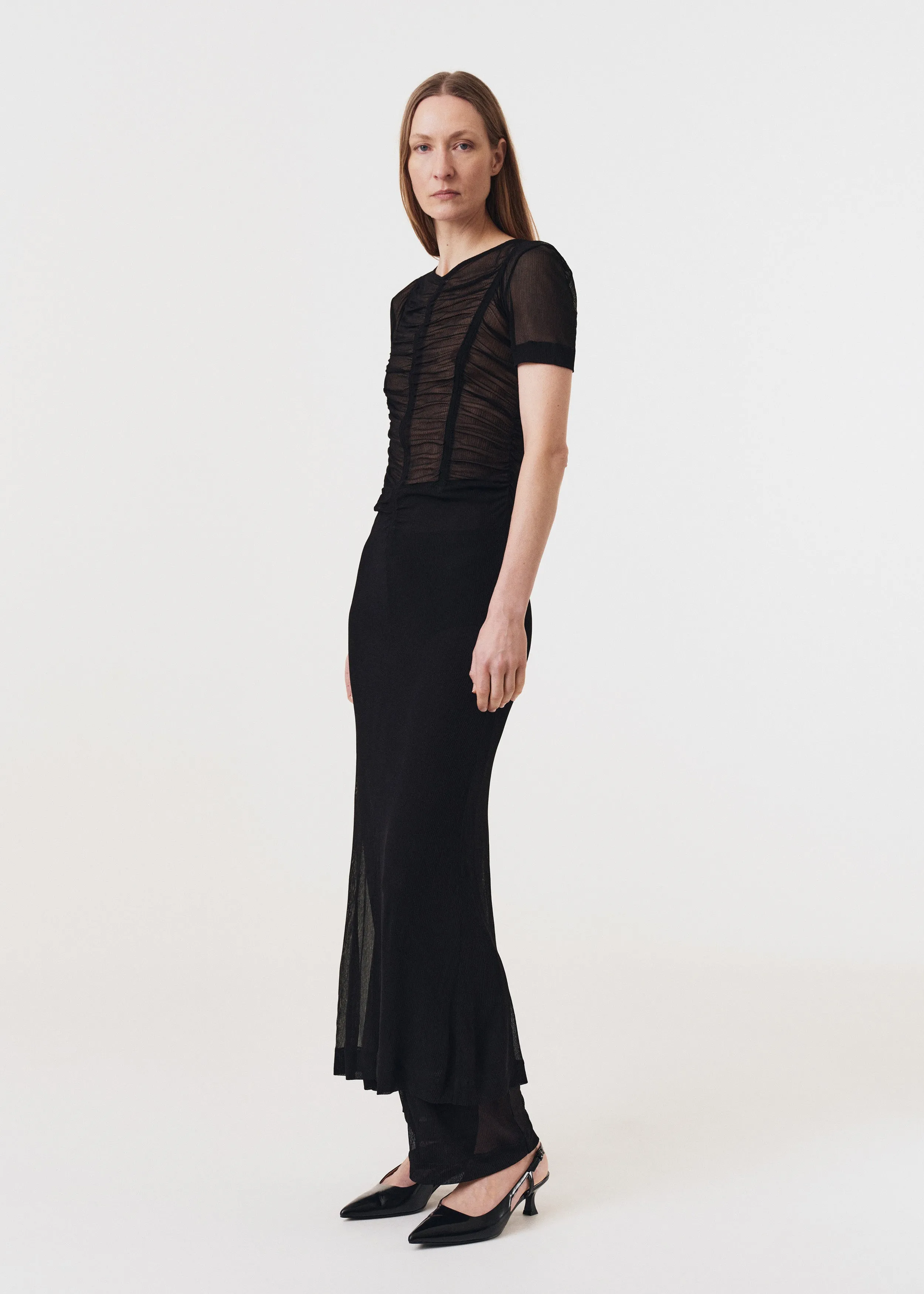 Props for Shoot - Sheer Rivulet Ruche Dress
