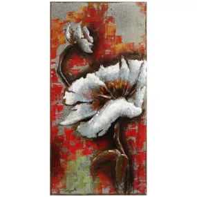 "Garden Rose 2" Mixed Media Iron Hand Painted Dimensional Wall Art