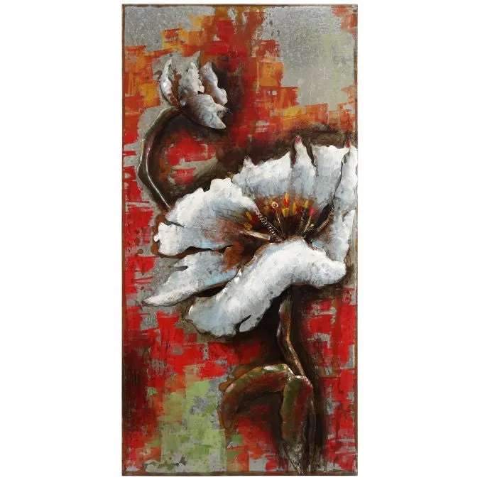 "Garden Rose 2" Mixed Media Iron Hand Painted Dimensional Wall Art