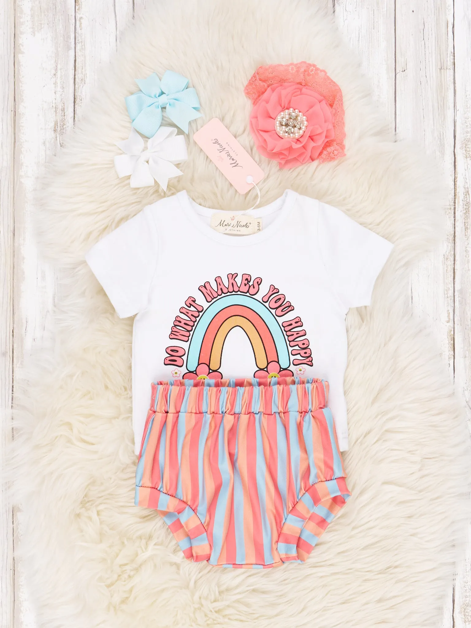 "Makes You Happy" Rainbow Bloomers Outfit
