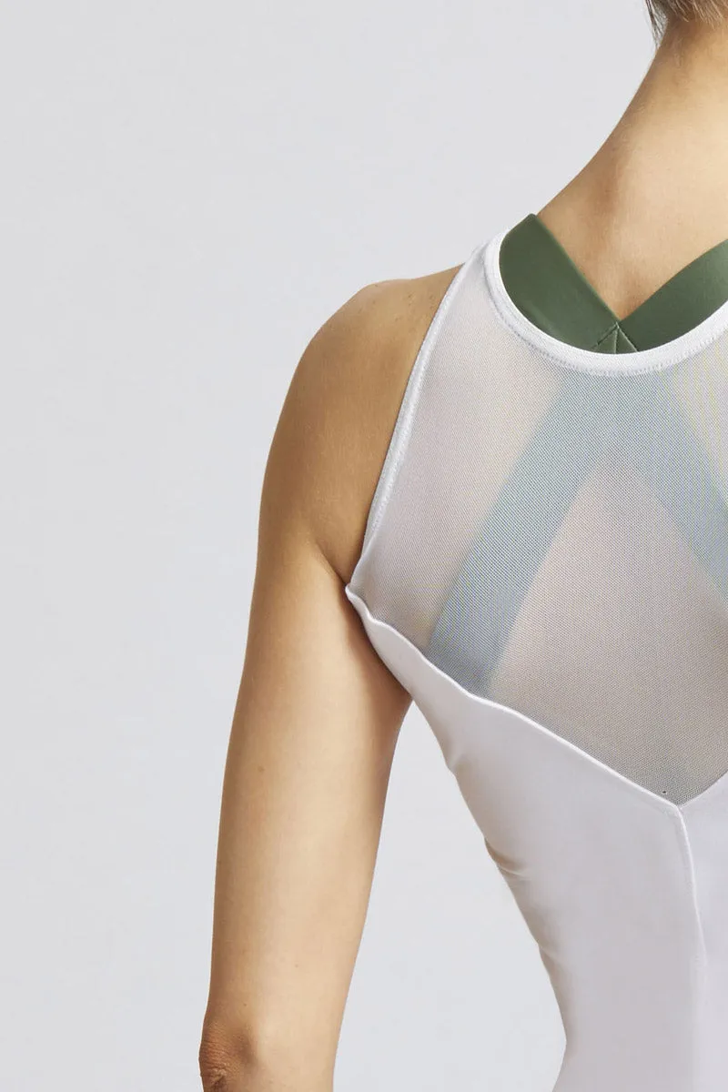 Reversible High Low Mesh Inset Workout Vest White