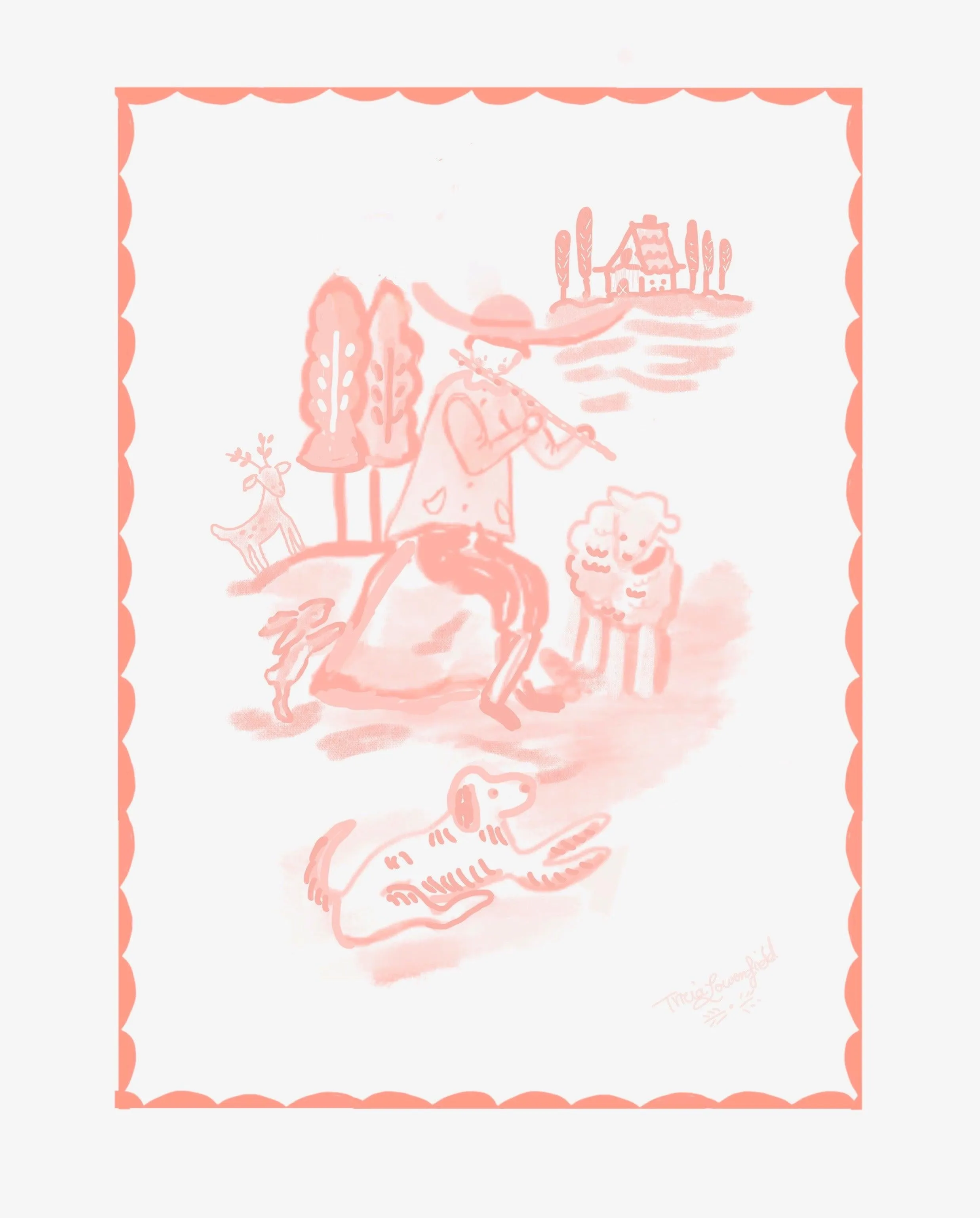 Shepherd with Animals print