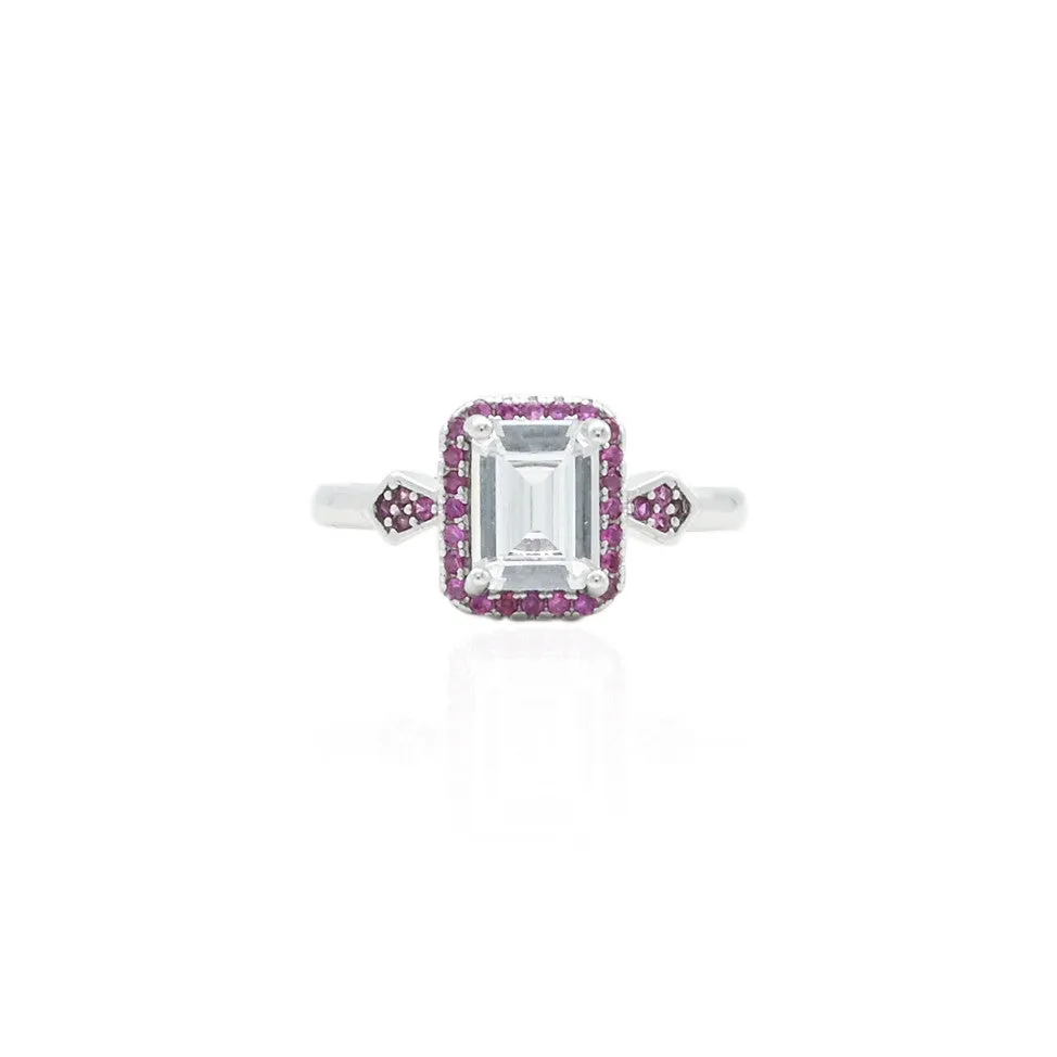 Silver Classic Pink Solitaire Ring