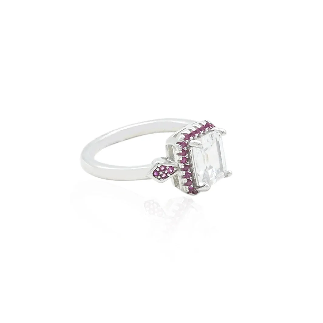 Silver Classic Pink Solitaire Ring