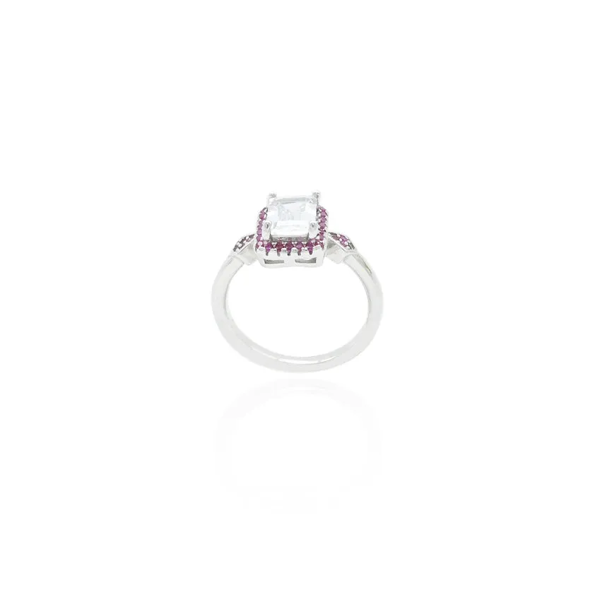 Silver Classic Pink Solitaire Ring