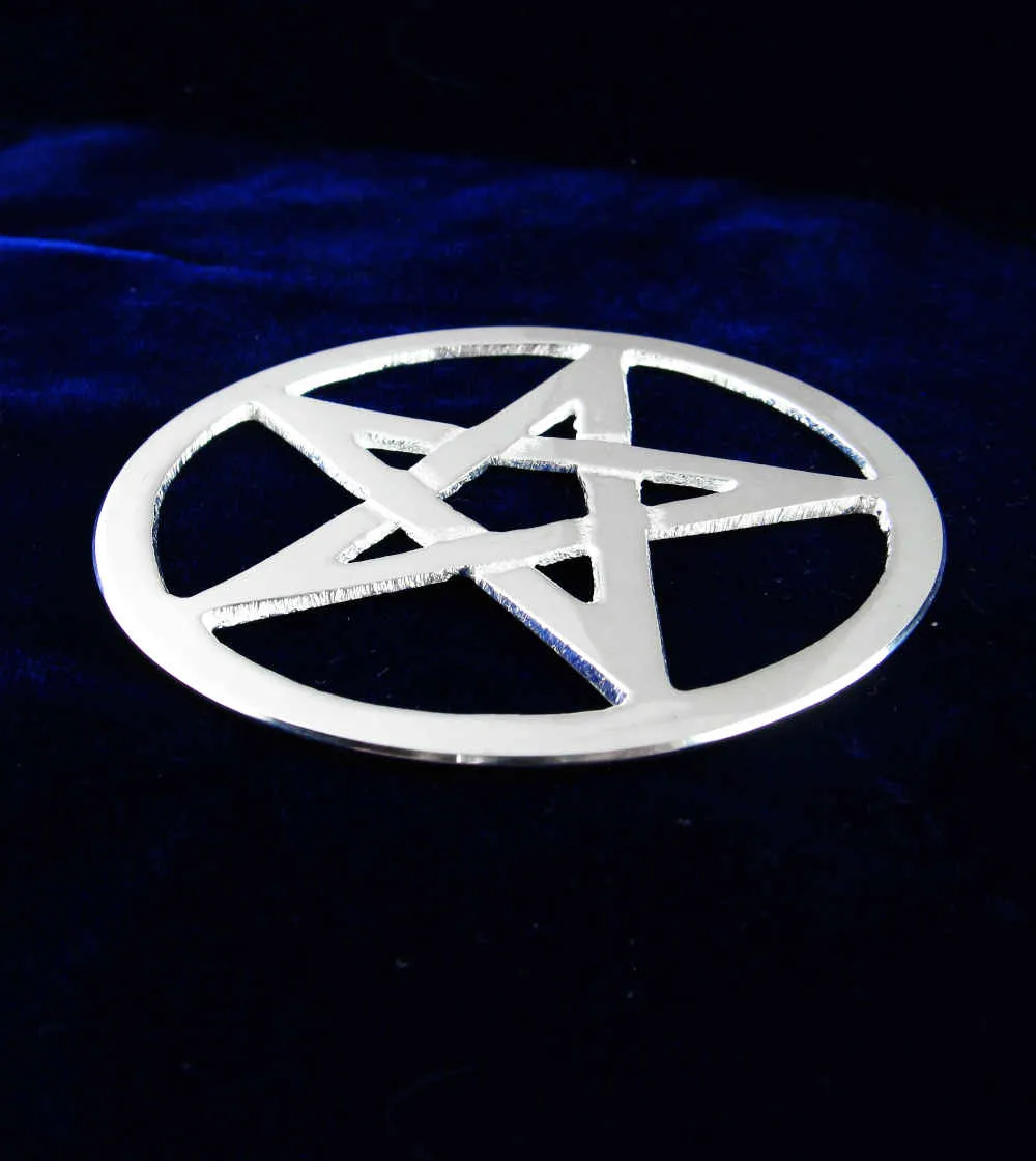 Silvery Metallic Pentagram Altar Tile