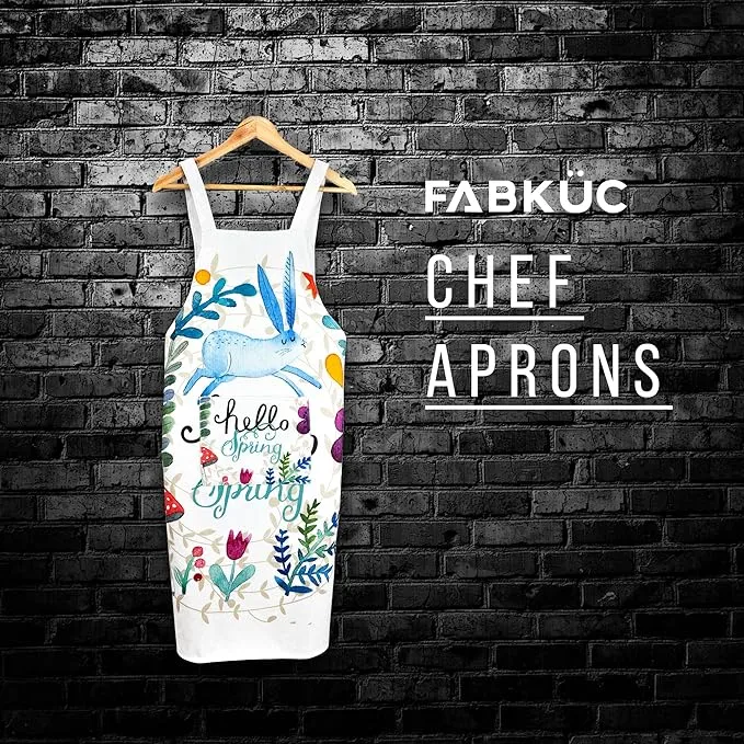 Sleeveless Strap Apron with Pocket (FABKUC ) Men and Women Cooking Kit Accessories (FLRRABIT)