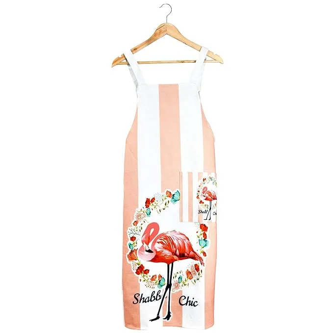 Sleeveless Strap Apron with Pocket (FABKUC ) Men and Women Cooking Kit Accessories (LAMINGO)