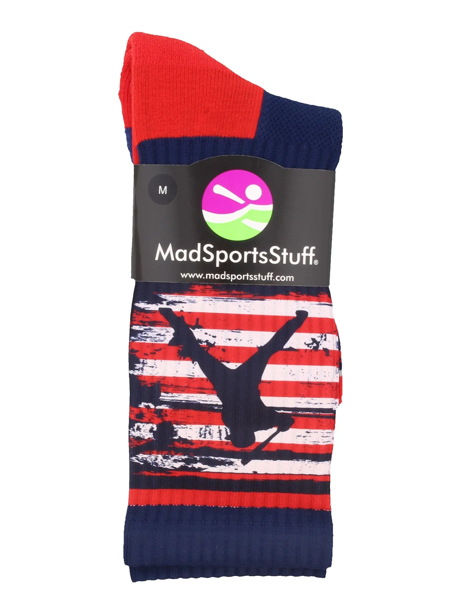 USA Flag Baseball Player Athletic Crew Socks