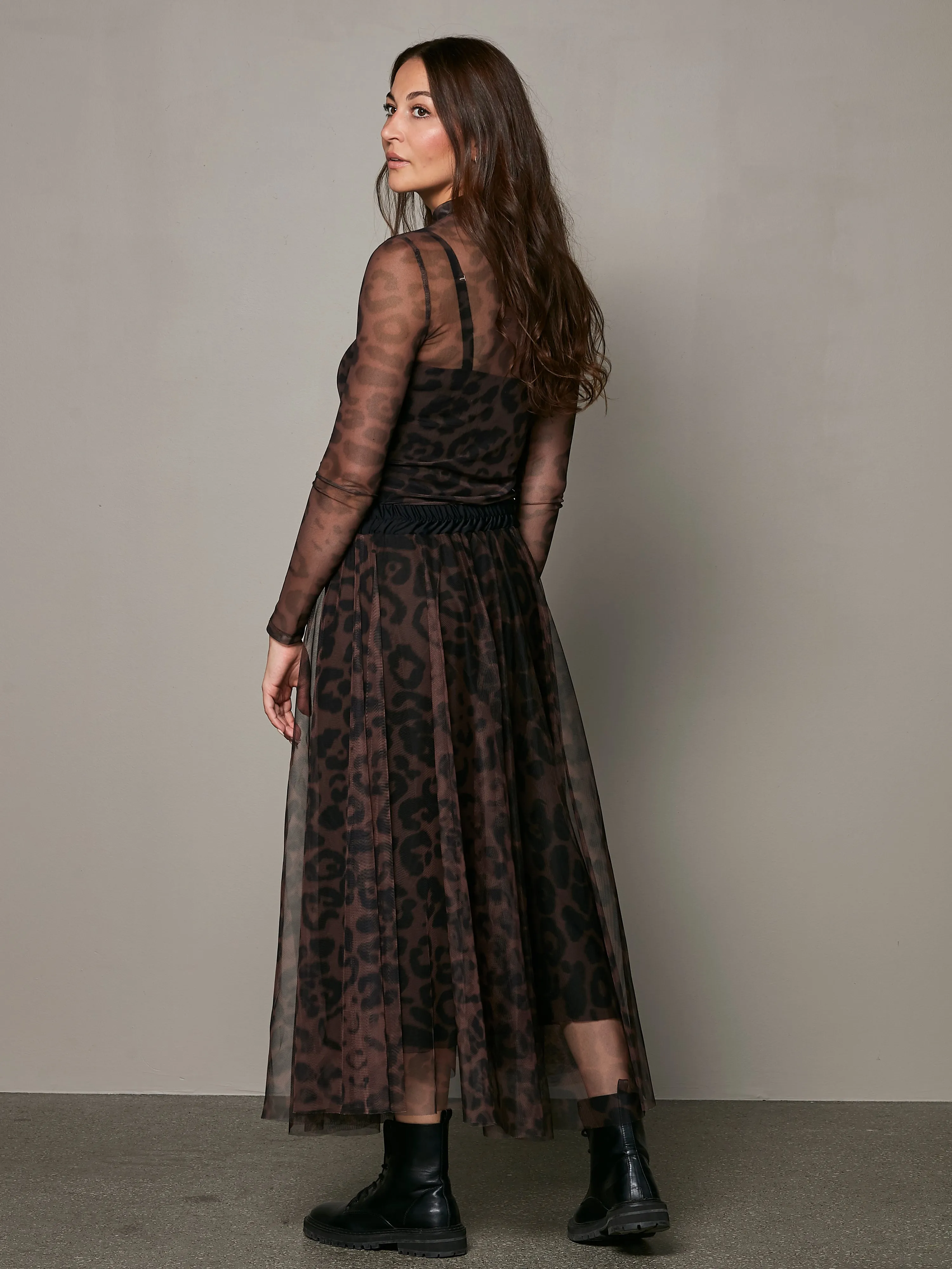 VICA mesh skirt - Dark Brown mix