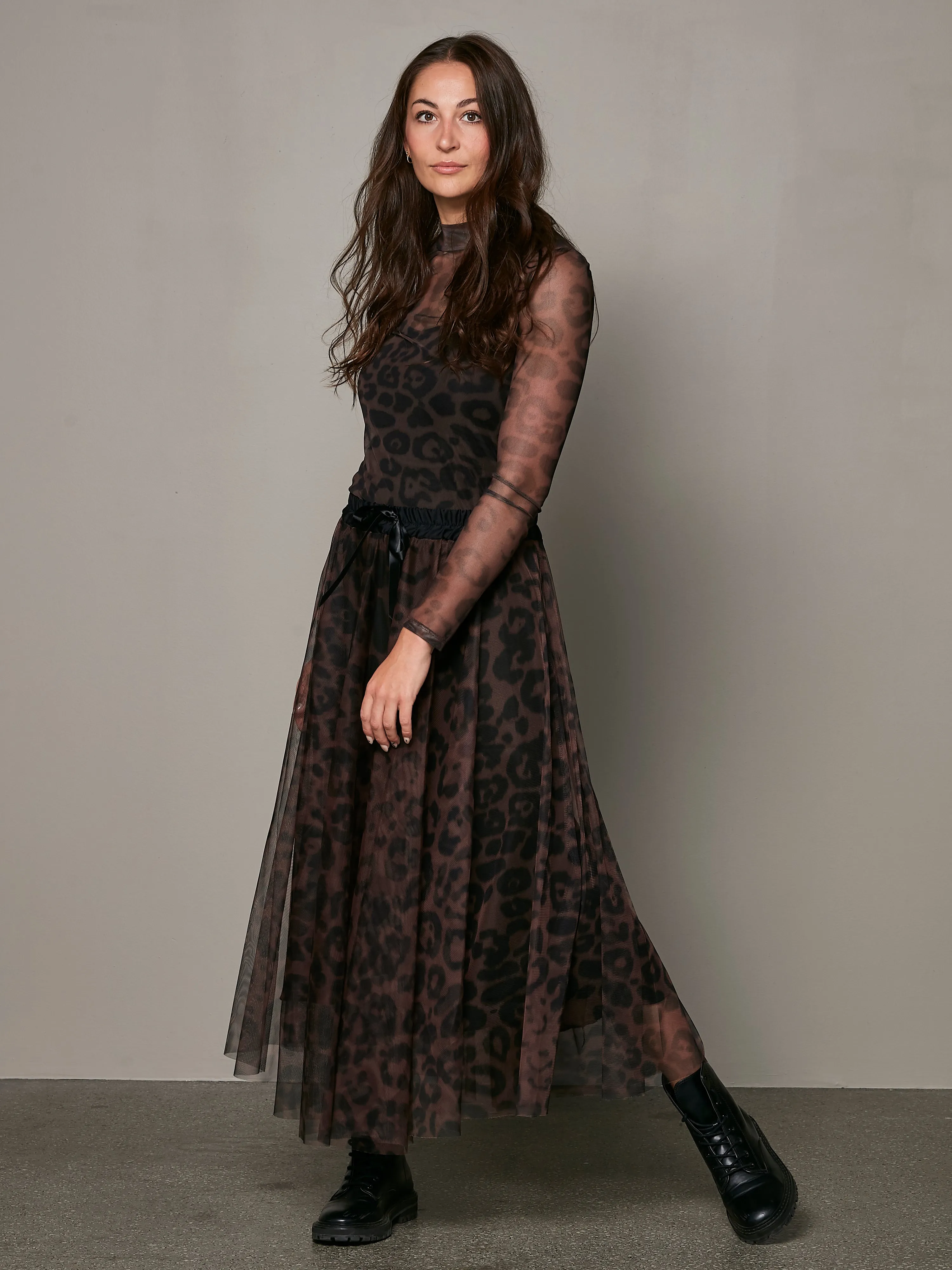 VICA mesh skirt - Dark Brown mix