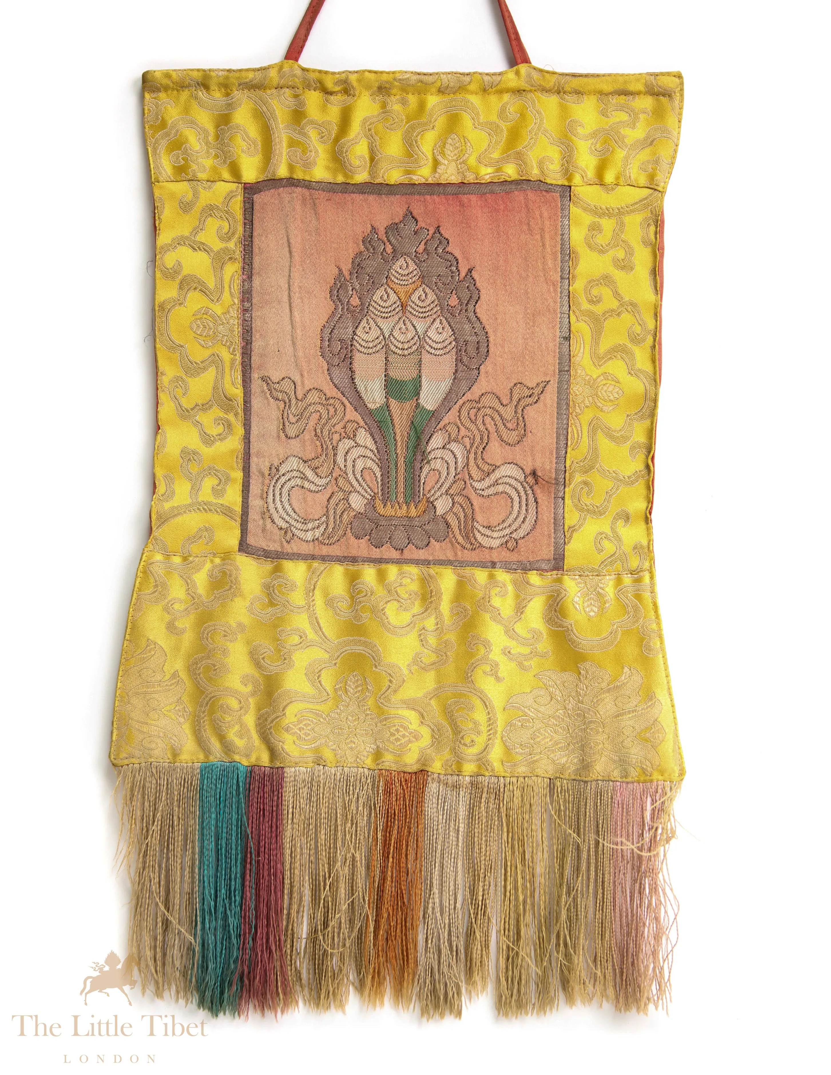 Vintage Tibetan Buddhist Golden Norbu Precious Jewel Wall Hanging Thangka