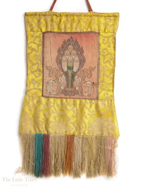 Vintage Tibetan Buddhist Golden Norbu Precious Jewel Wall Hanging Thangka