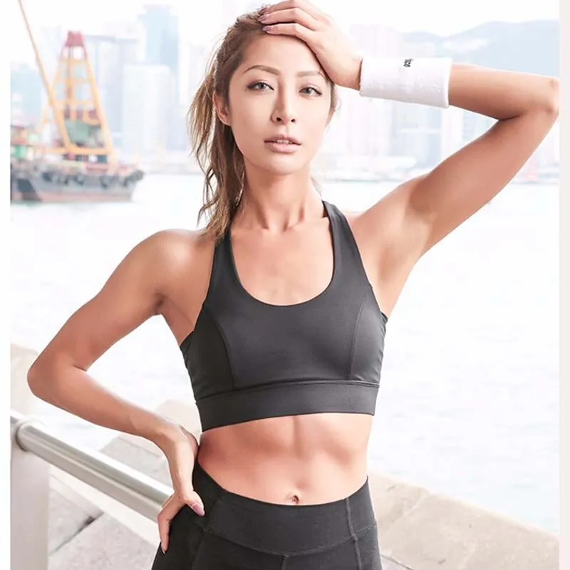  Women White Strap Push Up Sports Bra for Women Gym Running yoga top Bra Athletic Vest Hollow out Sportswear Underwear