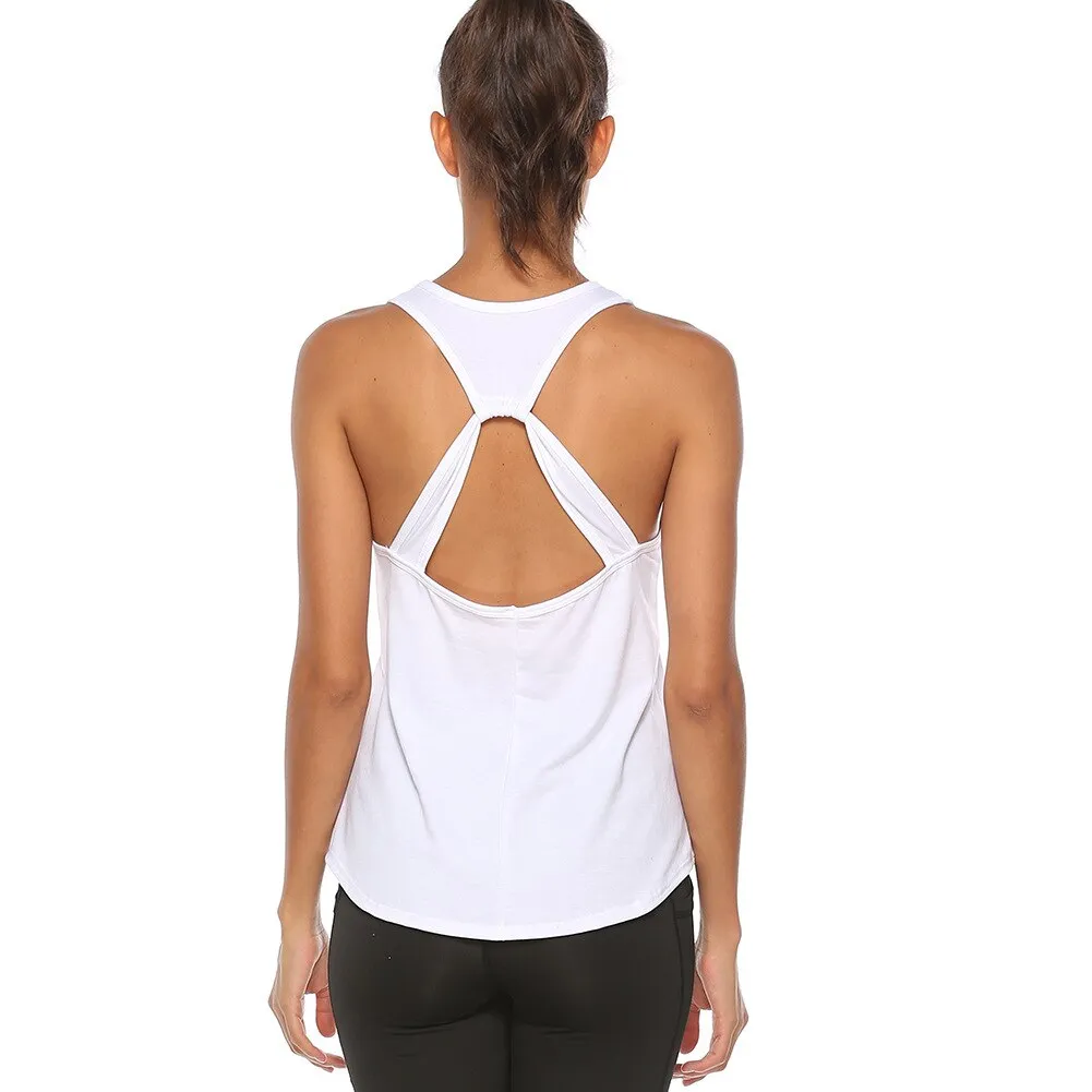  Women Yoga Vest Athletic Fitness Sport Tank Tops Gym Running Training Yoga Shirts Workout Tops for Women