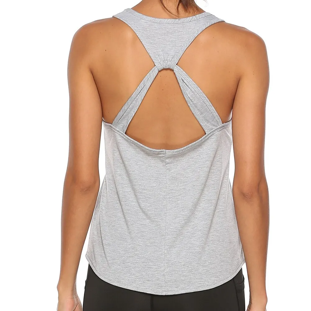  Women Yoga Vest Athletic Fitness Sport Tank Tops Gym Running Training Yoga Shirts Workout Tops for Women
