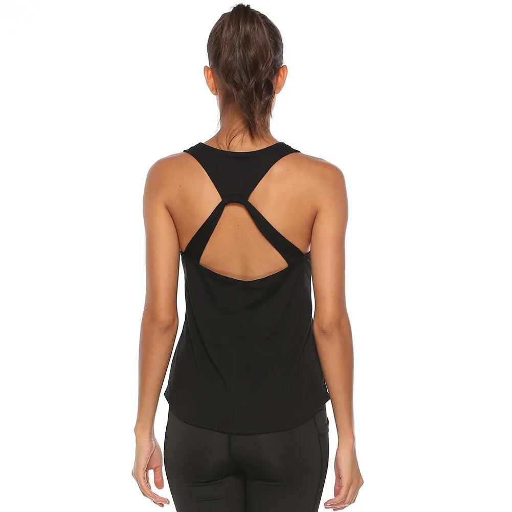  Women Yoga Vest Athletic Fitness Sport Tank Tops Gym Running Training Yoga Shirts Workout Tops for Women