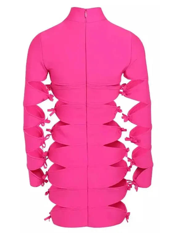 Women’s Cutout Bow-Embellished Mini Dress, Pink